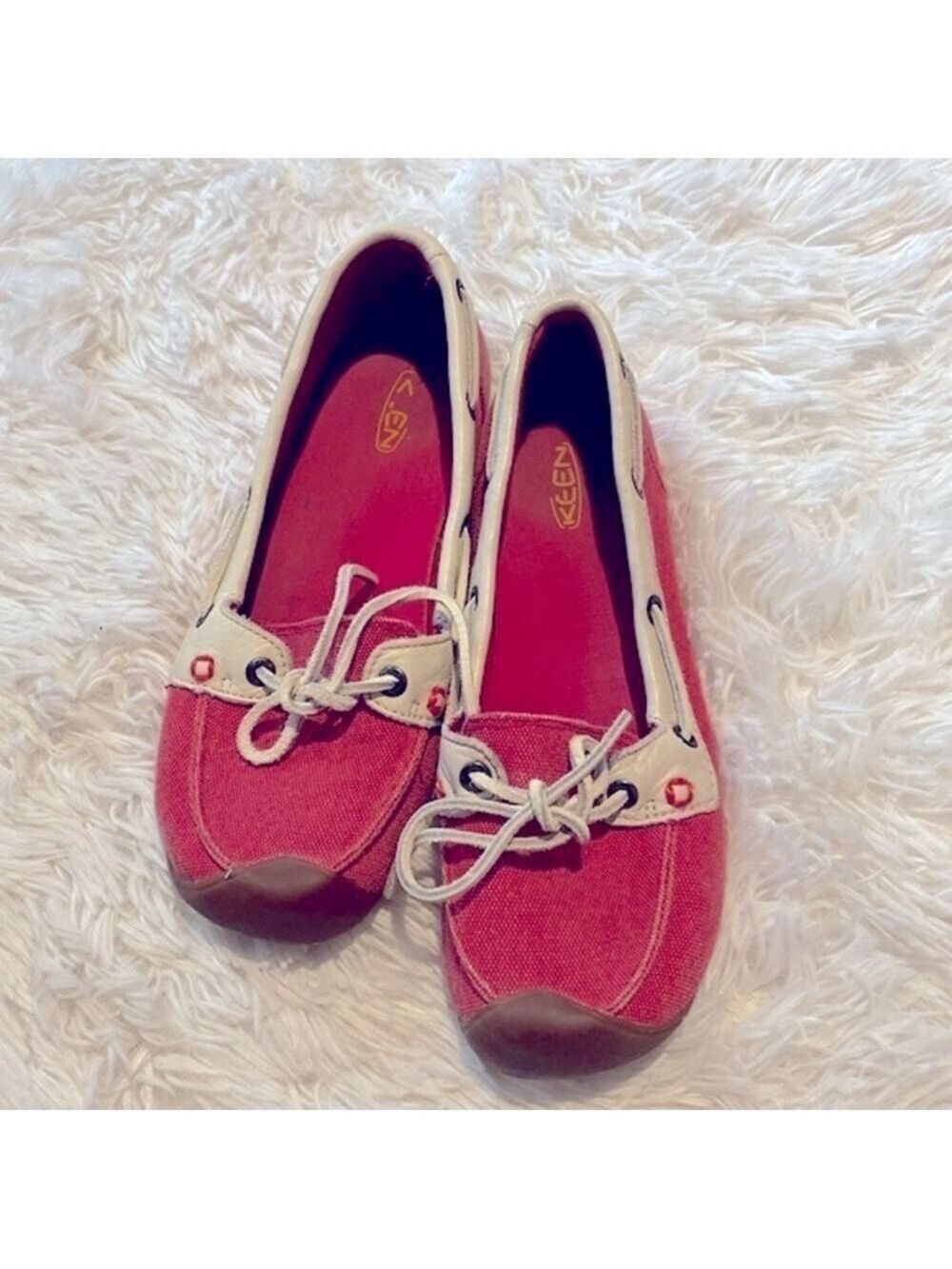 Keen Catalina red canvas boat shoes